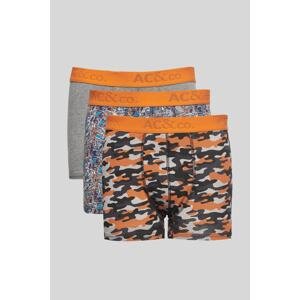 AC&Co / Altınyıldız Classics Men's Black Orange 3-Pack Flexible Cotton Boxer