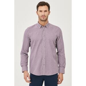 ALTINYILDIZ CLASSICS Men's Plum Gray Slim Fit Slim Fit Button Collar Flannel Lumberjack Shirt
