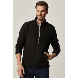 AC&Co / Altınyıldız Classics Men's Black Anti-pilling Anti-Pilling Standard Fit High Bato Collar Sweatshirt Fleece Jacket
