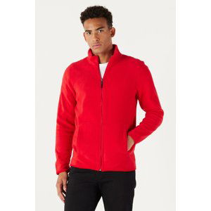 AC&Co / Altınyıldız Classics Men's Red Anti-pilling Anti-Pilling Standard Fit High Bato Collar Sweatshirt Fleece Jacket