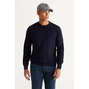ALTINYILDIZ CLASSICS Men's Navy Blue Standard Fit Normal Cut Crew Neck Knitwear Sweater.