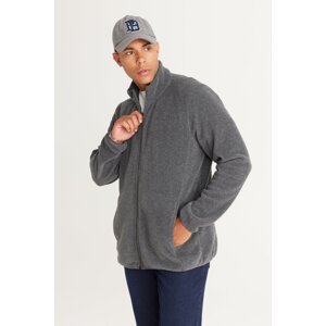AC&Co / Altınyıldız Classics Men's Anthracite Anti-pilling Non-Pilling Standard Fit Stand-Up Bato Collar Sweatshirt Fleece Jacket