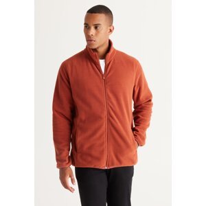 AC&Co / Altınyıldız Classics Men's Light Brown Anti-pilling Anti-Pilling Standard Fit Stand Up Bato Collar Sweatshirt Fleece Jacket