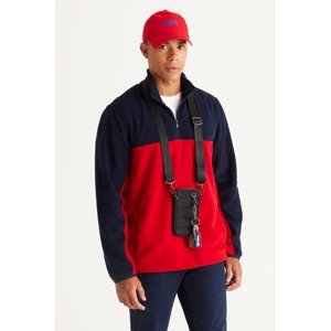 AC&Co / Altınyıldız Classics Men's Navy Blue-Red Standard Fit Normal Cut Daily Casual Two-Color Fleece Sport Sweatshirt.