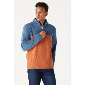 AC&Co / Altınyıldız Classics Men's Indigo-tile Standard Fit Regular Fit Daily Casual Two Color Fleece Sports Sweatshirt