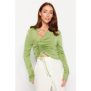 Dilvin 10364 V Side Sweater with Pleats in the Front