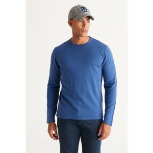 AC&Co / Altınyıldız Classics Men's Indigo Standard Fit Normal Cut Warm Crew Neck Knitwear Sweater