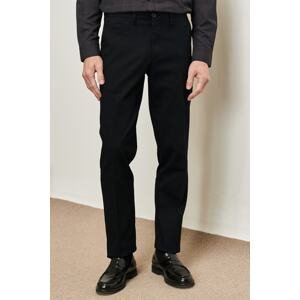ALTINYILDIZ CLASSICS Men's Black Comfort Fit Relaxed Cut Flexible Dobby Casual Trousers