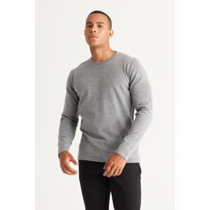 AC&Co / Altınyıldız Classics Men's Gray Melange Standard Fit Normal Fit Warm Crew Neck Knitwear Sweater