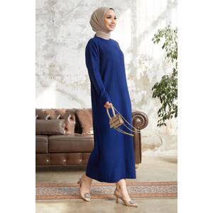 InStyle Arissa Turtleneck Long Sweater Dress - Dark Navy Blue