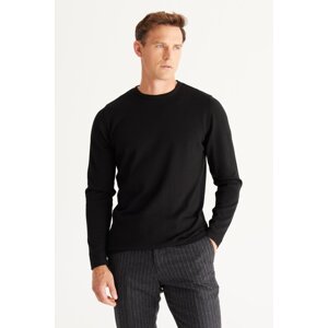 AC&Co / Altınyıldız Classics Men's Black Standard Fit Normal Cut Warm Crew Neck Knitwear Sweater