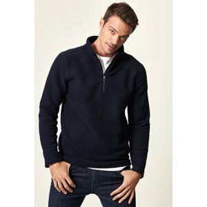 AC&Co / Altınyıldız Classics Men's Navy Blue Anti-pilling Non-Pilling Standard Fit Stand-up Collar Cold-Proof Fleece Sweatshirt