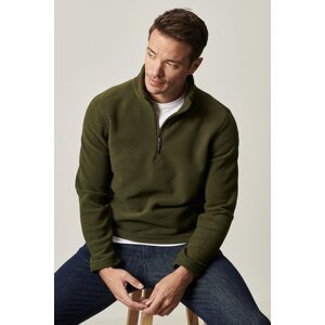 AC&Co / Altınyıldız Classics Men's Khaki Anti-pilling Non-Pilling Standard Fit Stand-up Collar Cold-Proof Fleece Sweatshirt