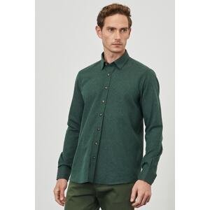 ALTINYILDIZ CLASSICS Men's Dark Green Slim Fit Slim Fit Buttoned Collar Flannel Winter Lumberjack Shirt