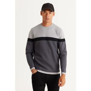ALTINYILDIZ CLASSICS Men's Anthracite-Grey Standard Fit Regular Fit Bicycle Neck Knitwear Sweater