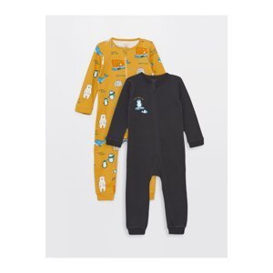 LC Waikiki Crew Neck Printed Baby Boy Jumpsuit 2-pack