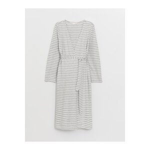 LC Waikiki Striped Long Sleeve Maternity Dressing Gown with Shawl Collar