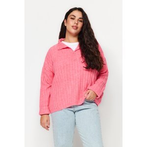 Trendyol Curve ružové zapínanie na gombíky Pletený sveter