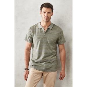 AC&Co / Altınyıldız Classics Men's Khaki Slim Fit Narrow Cut Polo Neck Short Sleeve T-Shirt