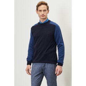 ALTINYILDIZ CLASSICS Men's Navy Blue Standard Fit Normal Cut Half Turtleneck Jacquard Knitwear Sweater