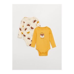 LC Waikiki Crew Neck Long Sleeve Printed Baby Boy Bodysuit 2-Piece