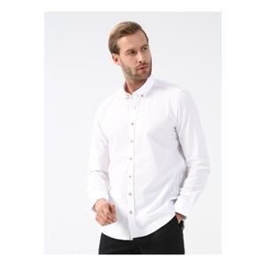 ALTINYILDIZ CLASSICS Men's White - Beige Slim Fit Slim Fit Buttoned Collar Patterned Shirt