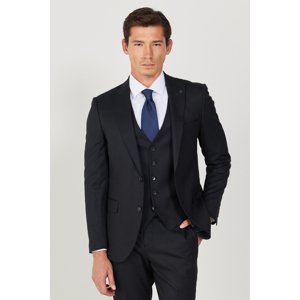ALTINYILDIZ CLASSICS Men's Black-gray Extra Slim Fit Slim Fit Dovetail Collar Striped Vest Suit.