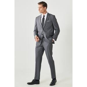 ALTINYILDIZ CLASSICS Men's Gray Regular Fit Comfortable Cut Mono Collar Dobby Suit