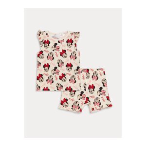 LC Waikiki Crew Neck Minnie Mouse Printed Baby Girl Shorts Pajamas Set