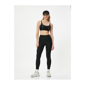 Koton Basic Sports Leggings High Waist Slim Fit Applique Pocket Detailed