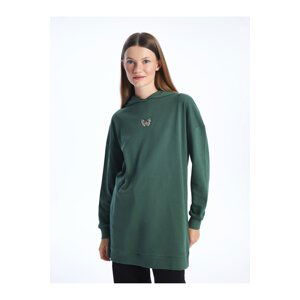 LC Waikiki Women's Hoodie, Embroidered Long Sleeve Sweatshirt Tunic