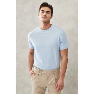 ALTINYILDIZ CLASSICS Men's Blue Standard Fit Crew Neck 100% Cotton Knitwear T-Shirt