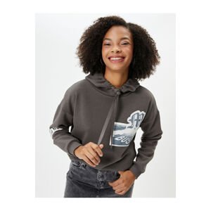 Koton Hooded Sweatshirt with Back and Front Applique Detail