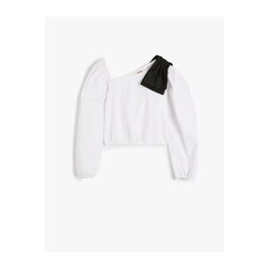 Koton Sweatshirt Asymmetrical Collar Long Sleeve Applique Detailed Cotton