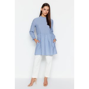 Trendyol Blue High Collar Gather Detailed Tunic