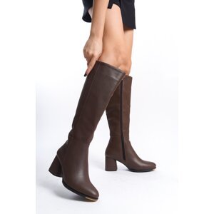 Capone Outfitters Oval Toe Side Zipper Heeled Women's Boots