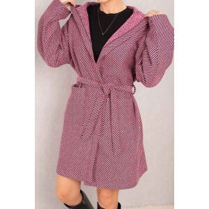 armonika Women's Pink Waist Belted Pocket Hooded Oversize Cachet Coat