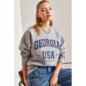 Bianco Lucci Women's Georgia Printed Three Thread Raised Sweatshirt