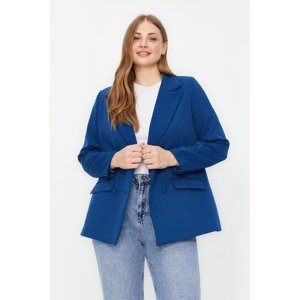 Trendyol Curve Blue Double Closure Woven Blazer Jacket