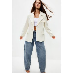 Trendyol White Oversize Lined Woven Blazer Jacket