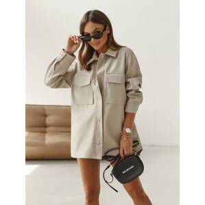 Beige faux leather overshirt Cocomore