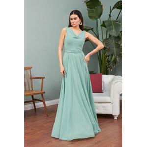 Carmen Çağla Chiffon Degajee Collar Long Evening Dress And Invitation Dress