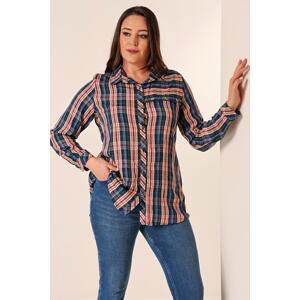 By Saygı Eyelet Plaid Plus Size Shirt