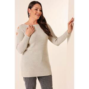 By Saygı Off-the-Shoulder Plus Size Sports Tunic Sweater