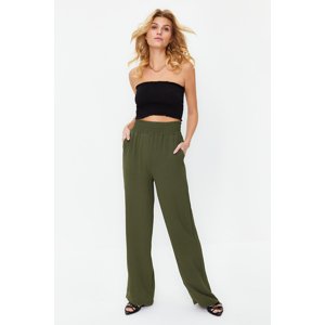 Trendyol Khaki Wide Leg/Wide Elastic Waist Woven Trousers