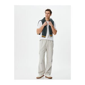 Koton Cargo Parachute Loose Trousers with Elastic Waist Pocket Detail and Stoppers