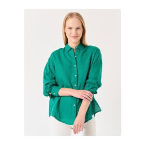 Jimmy Key Green Long Sleeve Straight Linen Shirt