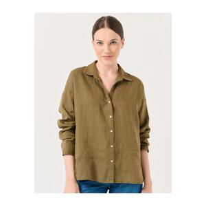 Jimmy Key Khaki Long Sleeve Woven Linen Shirt