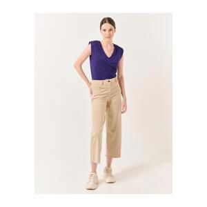 Jimmy Key Stone Loose Cut High Waist Wide Leg Gabardine Trousers