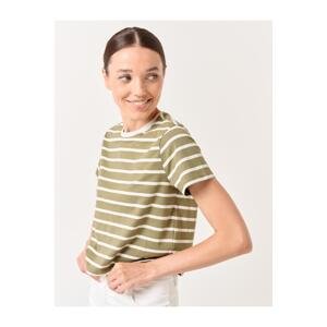 Jimmy Key Green Short Sleeve Stripe Pattern Knitted T-Shirt